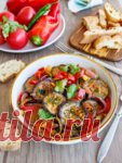 Печеные баклажаны в легком маринаде с овощами