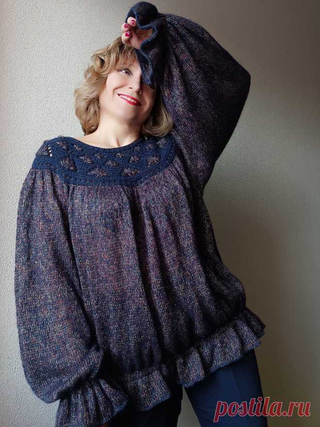 Блуза Барыня. Рассказала как вязала | Людмила Пряжевская творчество на спицах | Дзен