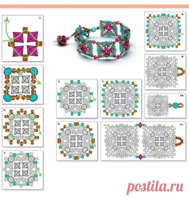 Поделки из бисера. Браслет со схемой / Бисероплетение, поделки и украшения из бисера, мастер классы и схемы / КлуКлу. Рукоделие - бисероплетение, квиллинг, вышивка крестом, вязание