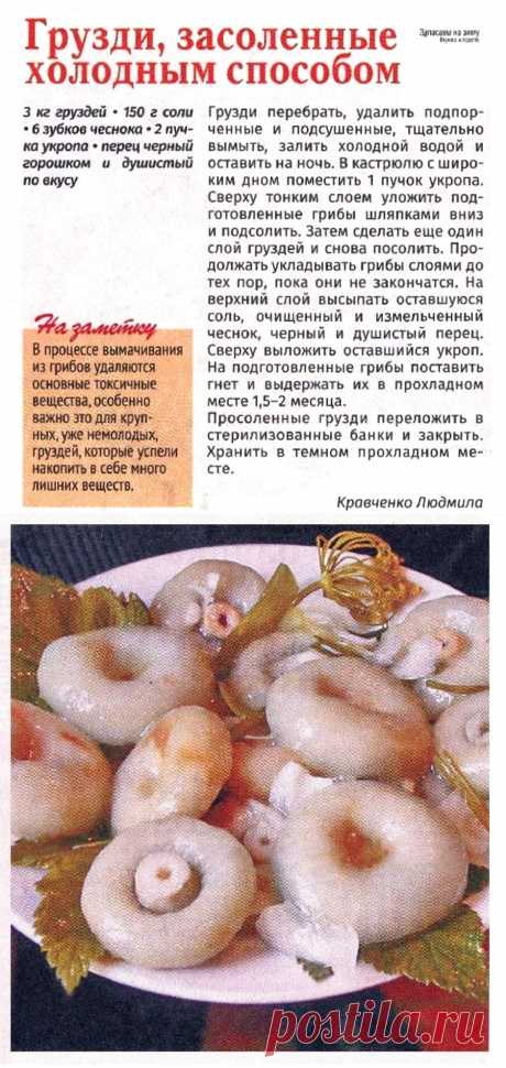 Грузди засоленные холодным способом