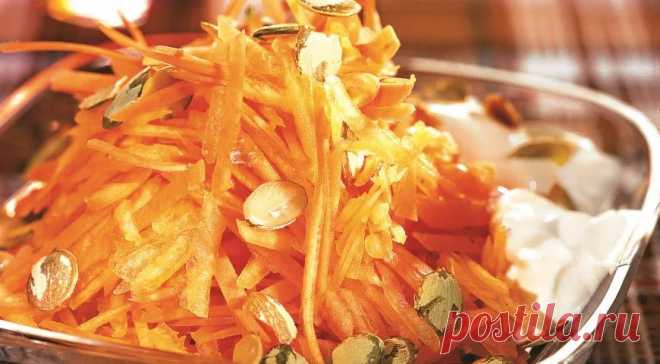 Салат из тыквы и моркови с тыквенными семечками, пошаговый рецепт с фото на 148 ккал
