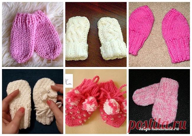 Варежки для новорожденного спицами (царапки). Описание и мастер-класс