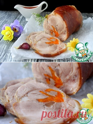 Рулет из рульки с морковью и чесноком - кулинарный рецепт