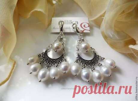 Купить серьги Сasual pearls, серьги жемчужные, серьги с жемчугом - с кораллом с жемчугом, жемчужные сережки