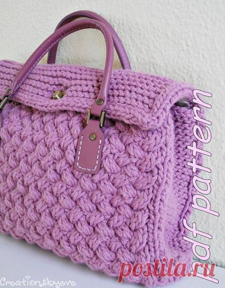 textured bag knitted with woven pattern pattern by Evelyn Siatra