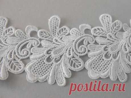 White guipure applique 22 x 6 5 cm - MommyGrid.com