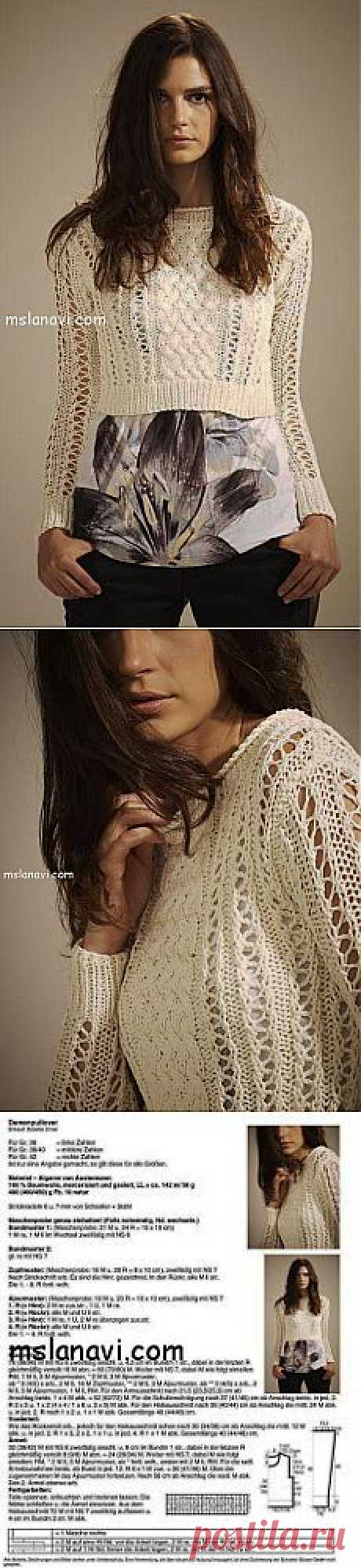 Короткий вязаный пуловер от Austermann | Вяжем с Ланой