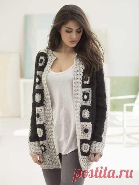 Graphic Statement Cardigan (Crochet) - Lion Brand Yarn
