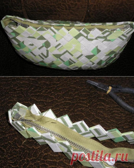 две сумочки из цветных обёрток. МК по пришиванию молнии.