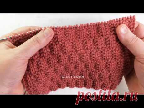 Резинка 1х3 со снятыми петлями. Rib 1x3 knitting.
