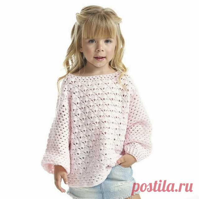 Джемпер для девочки, вяжем крючком