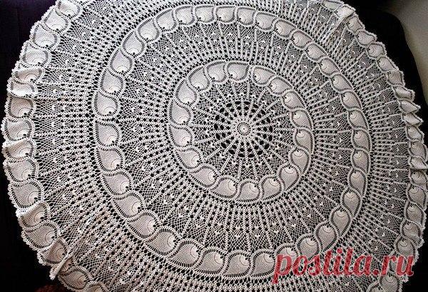 Шикарная скатерть крючком - схема.