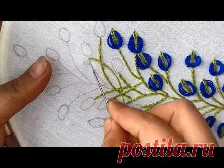 Hand Embroidery:  embroidery design with lazy daisy stitch.