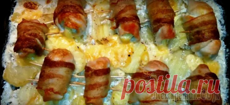 Куриные рулетики с беконом и сыром