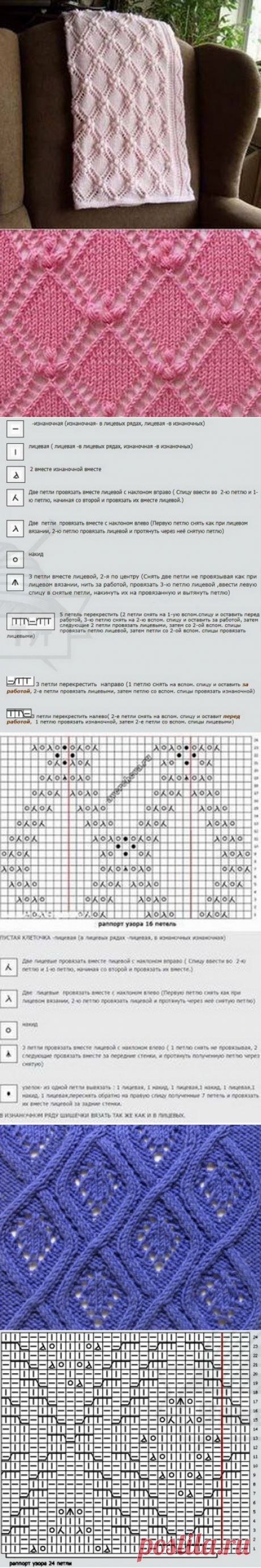 Схемы к красивым узорам для вязания спицами
