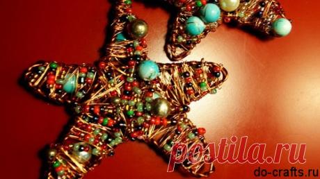 Звезда из проволоки и бисера своими руками, мастер класс на новогоднюю ёлку