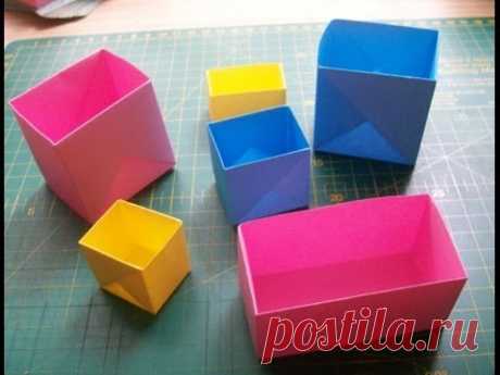 Очень простые поделки из бумаги: коробочка оригами. Easy origami box