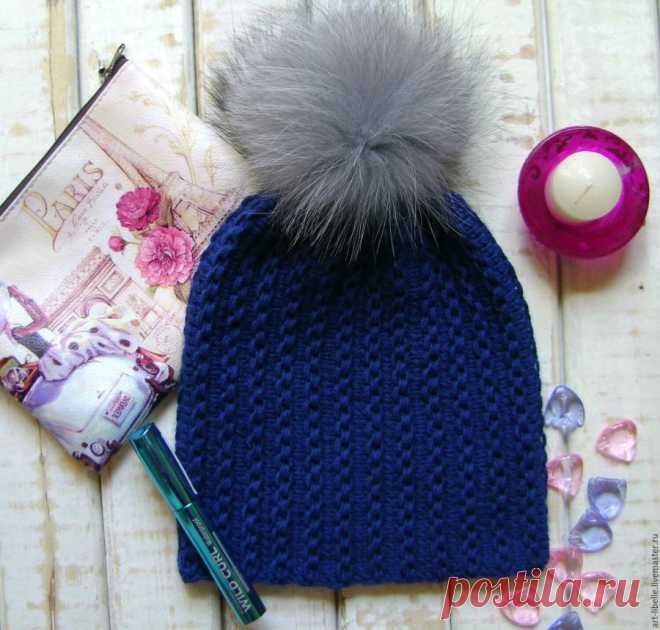 Шапка бини укороченными рядами спицами (схемы вязания)