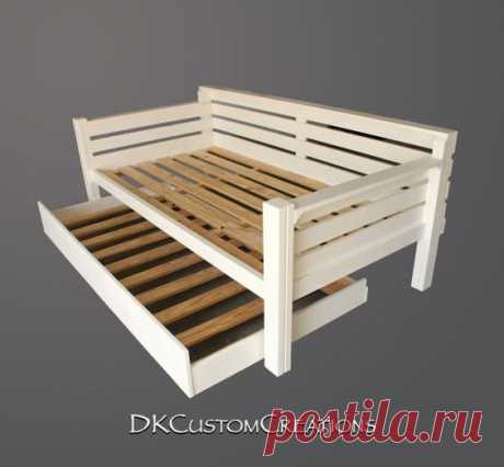 Custom made daybed and trundle. The trundle rolls out nicely. Handmade of pine wood and built to last, by DKCustomCreations. | From the shop