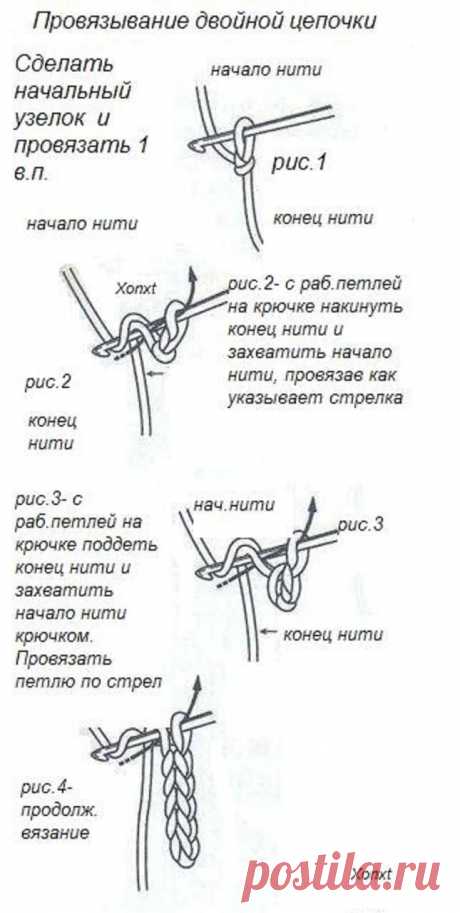 Провязывание двойной цепочки