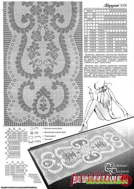 Палантин в филейной технике » Клубка.Нет - Все о вязании крючком