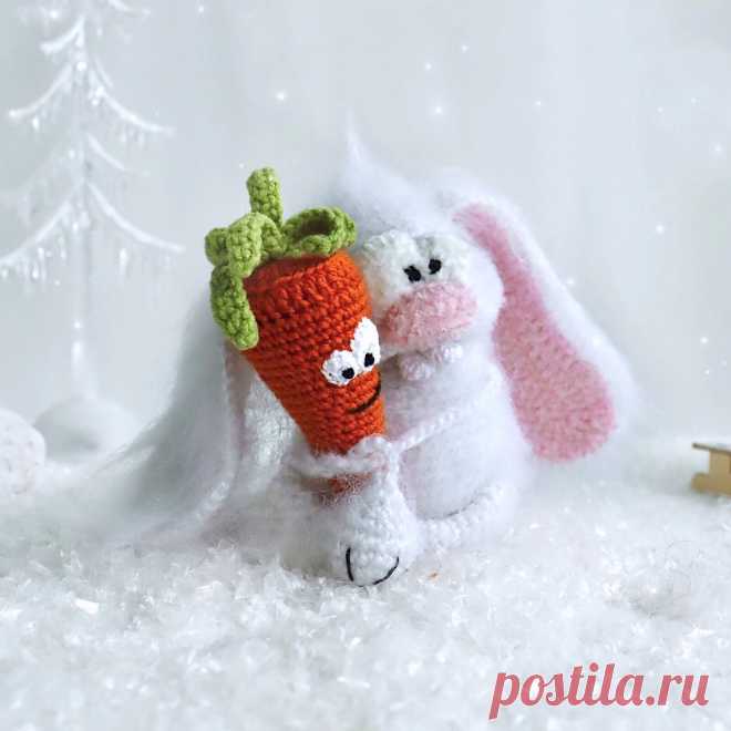 PDF Заяц (Магнит) крючком. FREE crochet pattern; Аmigurumi animal patterns. Амигуруми схемы и описания на русском. Вязаные игрушки и поделки своими руками #amimore - маленький зайка, заяц, зайчик, кролик, зайчонок, крольчонок.