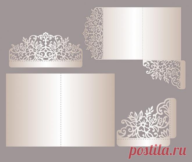 Laser cut wedding invitation Set Cricut Template Gate Fold Tri | Etsy