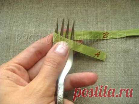 DIY атласной лентой лук с вилкой