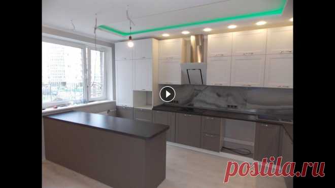 Представлена наша работа в ЖК "Татьянин Парк", Москва. Обзор кухни 20 м.кв. с островом (барной стойкой).... 
| интерьер кухни