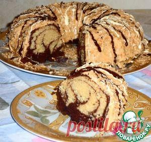 Ванильно-шоколадный кекс с карамельным соусом и жареным кокосом - кулинарный рецепт