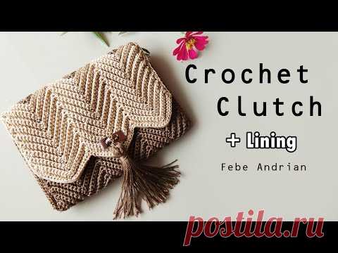 Crochet Clutch Bag || Dompet Rajut Motif Chevron (Subtitle Available)