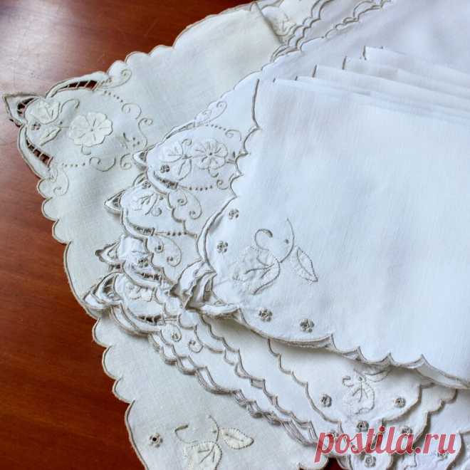 Vintage Linen Placemats Napkins Runner 16 Pieces Table Hand - Etsy