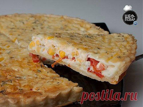 Киш с кукурузой и помидорами