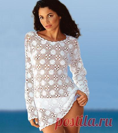 Туника связанная мотивами. Схема вязания крючком. Каталог статей - Вязание крючком, вязание спицами, схемы вязания,вязание