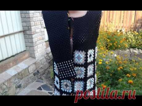 Кардиган из квадратных мотивов. Часть 5. Окат рукава. Knitting women's cardigan. - YouTube