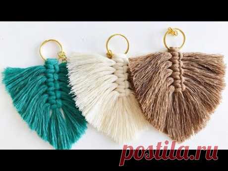 Tüy Yaprak Anahtarlık Yapımı (kolalama) | Macrame Leaf Tutorial #makrome diy / kendin yap