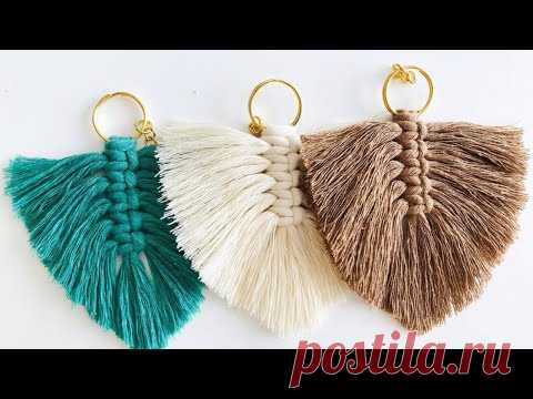 Tüy Yaprak Anahtarlık Yapımı (kolalama) | Macrame Leaf Tutorial #makrome diy / kendin yap