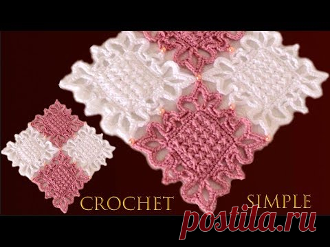 Como tejer a crochet tapete camino de mesa punto cruz reversible imitación bordado a mano