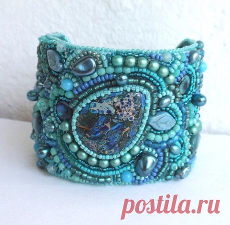 20 OFF Bead Embroidery Bracelet Cuff Swarovski от RedTulipDesign, идеи для творчества