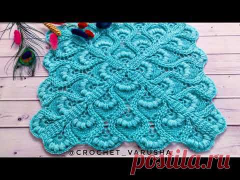 Волшебный квадрат крючком//Плед крючком//Crochet shawl//Узор для бактуса//