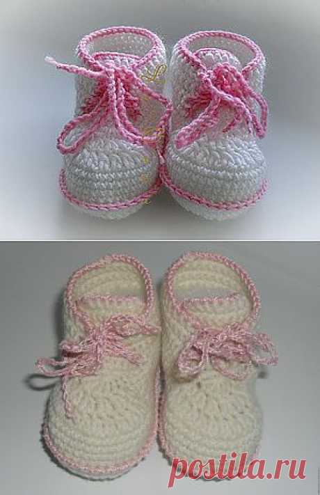 пинетки ботиночки для начинающих - Ярмарка Мастеров - ручная работа, handmade