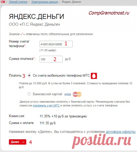 Как перечислить деньги на Яндекс деньги