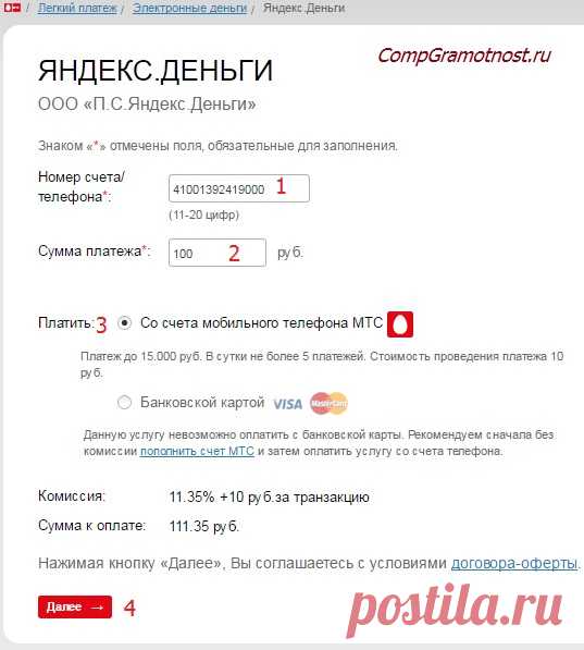 Как перечислить деньги на Яндекс деньги
