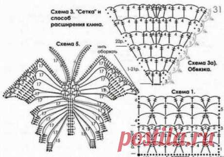 Схема вязания бабочки крючком