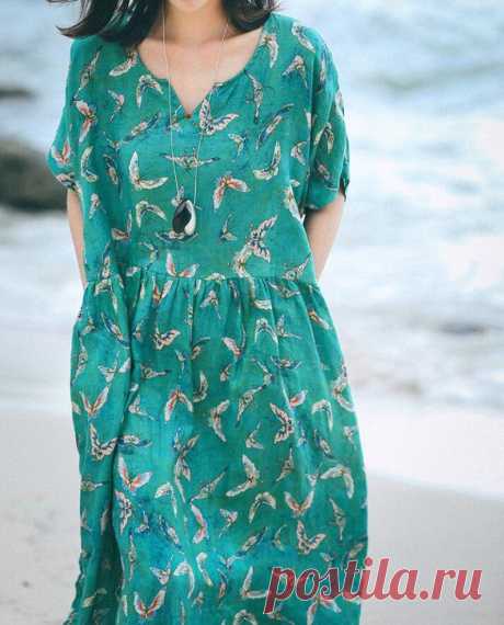 Loose Flower dress Linen long Dress summer dress prom | Etsy