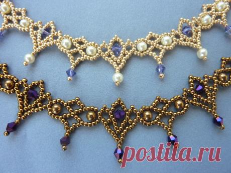 FREE beading pattern for necklace Crystal Lace - BeadDiagrams.com