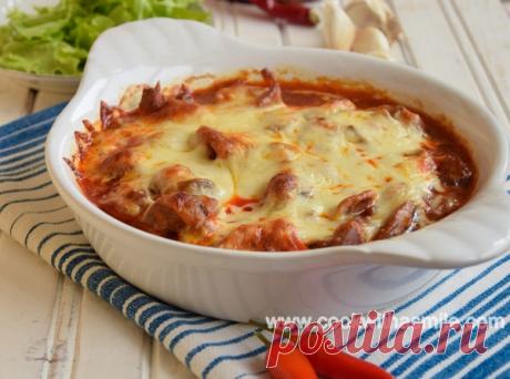 Пилешки воденички с праз и гъби, запечени на фурна