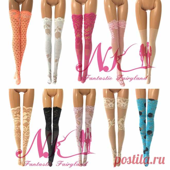 NK 10 пар/уп. смешанный стиль куклы красочные кружева чулок ручной работы модные аксессуары для куклы Барби платье для маленьких девочек подарок купить на AliExpress