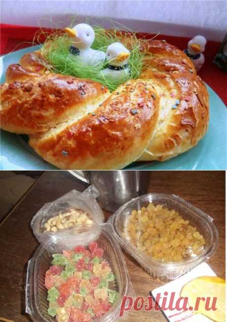 Пасхальный венок  из чудесного теста с орехами и сухофруктами!.