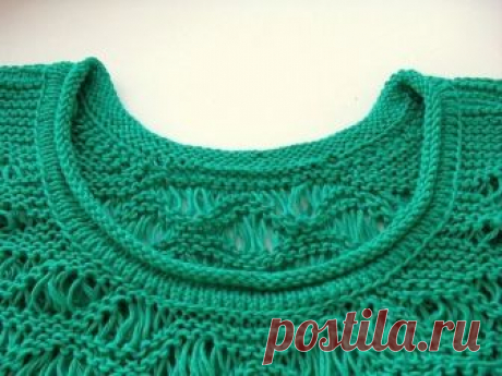 ОБРАБОТКА ГОРЛОВИНЫ ЛОЖНОЙ КЕТТЛЕВКОЙ Предлагаю вашему вниманию один из способов обработки горловины вязаного изделия, я этим способом обрабатываю не только горловину, но и проймы у безрукавок. Кеттлевка это пришивание открытых петель …